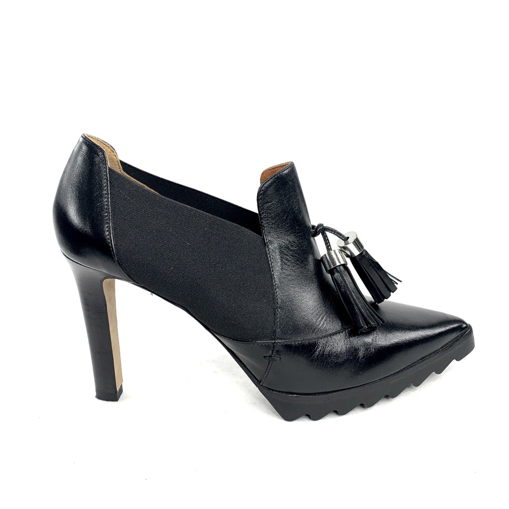 Femme Right Bank Shoe Co Size 9.5 Black Leather Ankle High Heel Bootie Shoe